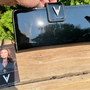 Vanessa Williams BNWT Patent Black Wallet with Sleek Design and Compact Size
